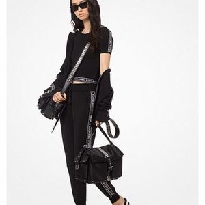 Logo Tape Stretch-Viscose Cropped T-Shirt